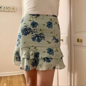 Blue Floral Flare Ruffle The Limited Skirt